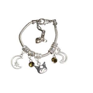 Silver Sanrio Kuromi Moon Adjustable Charm Bracelet